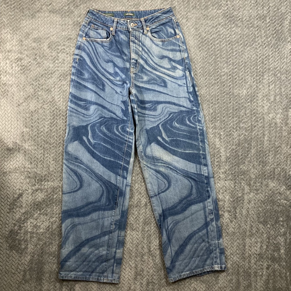 Wild Fable Highest Rise Baggy Stretch Jeans Womens 2/26R Blue Marble Swirl Denim